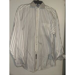 Vintage Tommy Hilfiger Men's Blue Striped Oxford Button Down 15 32 Shirt button